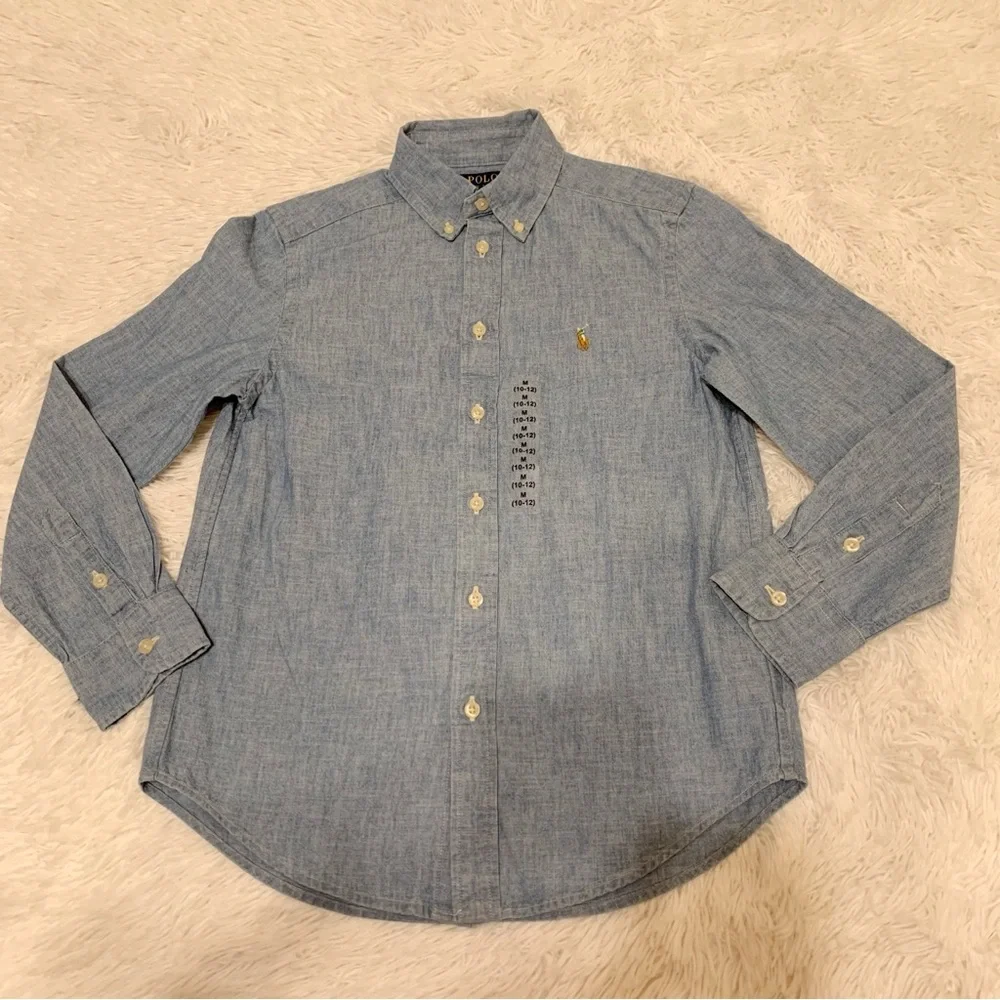 Polo Ralph Lauren boy's NWT chambray Button-Down Shirt Size M(10-12)‎